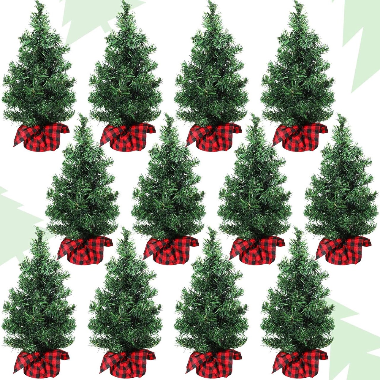 12 Pcs Mini Artificial Christmas Tree(Green)17.64 x 13.5 x 5.51 inches